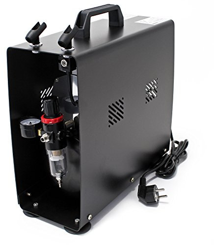 Compresor AS196A para aerografía con tanque de presión cilindro doble e interruptor de dos niveles