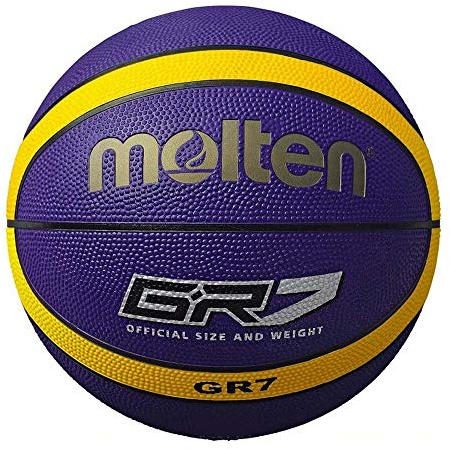 Molten GR Premium Rubber Basketball | Indoor/Outdoor Play | Durable Pro Pebble Grip Texture | Reaction Training | Size 6 | For Boys age 12-14, Girls age 14 plus & Adults | Purple & Yellow