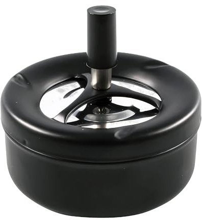 ASCHENBECHER Ø11cm aus Edelstahl Schwarz matt Drehaschenbecher Druckaschenbecher Windaschenbecher Ascher 1