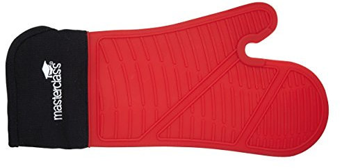 MasterClass Single Oven Glove, Silicone Oven Glove with Cotton Sleeve, Heavy-Duty, Ultimate Heat Protection, Stain Resistant & Machine Washable
