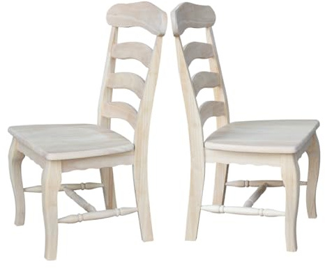 International Concepts Country french Chair with Solid Seat, Unfinished