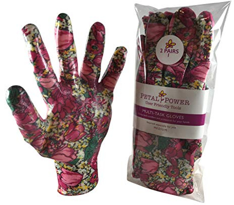 2 Pairs Ladies Gardening Gloves - Lightweight and Durable Work Gloves for Garden and Household Tasks - Ideal Gardening Gift for Women. (Medium, Rose Garden Floral)