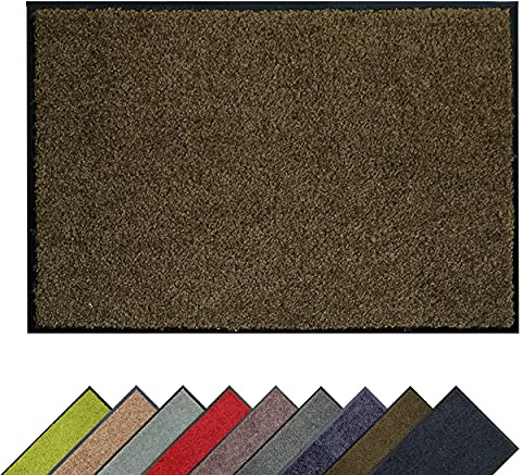 Astra Hochwertige Schmutzfangmatte - Fussmatte innen - bei 30° C waschbare Fußmatte - Rutschfester Läufer - Teppich Küche - Flur - braun 60x180 cm