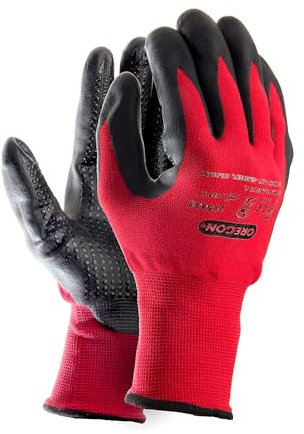 OREGON - Gants de Travail en Nylon Extensible avec Revêtement Nitrile, Gants de Jardinage & Bricolage, Protègent du Vent & du Froid, Anti-Coupure EPI - Taille M