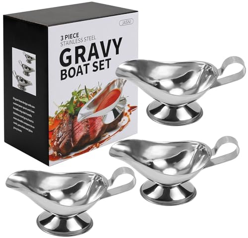 Jasni Liu Stainless Steel 3 OZ Gravy Boat Juice Bucket Dish Roasting Sauce Dish 3 Pack