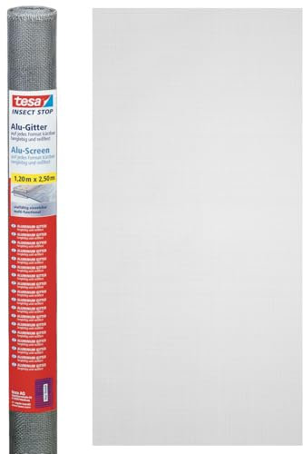 tesa Insect Stop Aluminium Screen Replacement Roll for Fly Screen - Mosquito Net - for Windows and Doors - Replacement Roll 120 cm x 250 cm, Grey