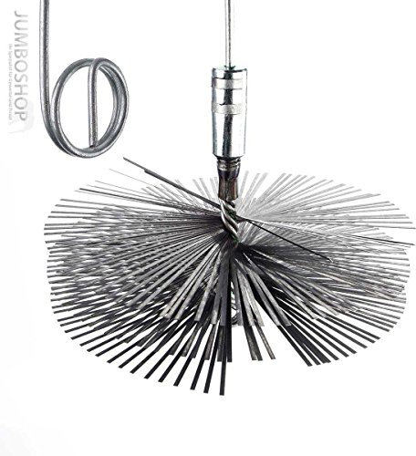 HOLZBRINK Escoba de chimenea de acero para muelles de 200 mm + barra flexible M12 de 12 m – Escoba tractora de hollín para chimenea