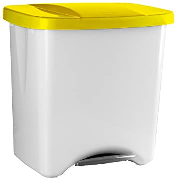 Denox Poubelle à Pédale Écologique, 50 L, Jaune