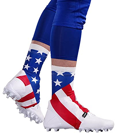 SLEEFS Spats/Football Cleat Covers [1 Pair - S/M American Flag] - Laces Covers/Wraps for Football, Baseball, Soccer, and Field Hockey - Youth and Adult Sizes for Men, Boys and Girls - Small/Medium