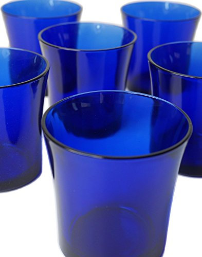 Duralex LYS Tumbler Glasses - Pack of 6 - Sapphire - 210ml - Glass Water Wine Whiskey Gin Juice Cocktail Drinking Glassware Cup Set