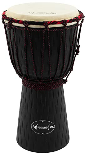 World Rhythm 7 Pollici Djembe Drum - 40 cm African Wooden Djembe Drum - Ideal For Students, Black