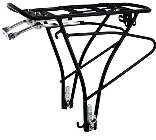 M-Wave Gepäckträger Traveller Basic Alu verstellbar 24/26/28 Universalbefestigungsset schwarz Strebenlänge und Winkel verstellbar max. Zuladung 25kg