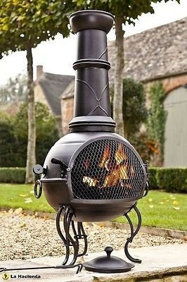 La Hacienda Murcia Cheminée en acier avec grille. Finition noir mat. BBQ [Medium] L