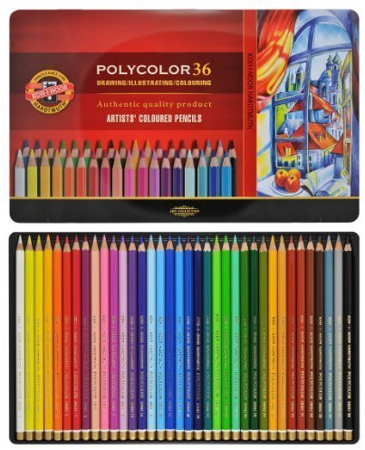 3Polycolor 36er Farbstifte Zeichenstifte für Künstler von KOH-I-NOOR Set in Metall-Geschenkbox - farbig sortiert