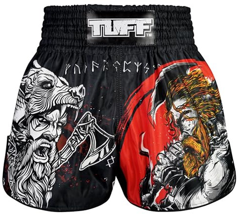 Tuff Sport Muay Thai Boxshorts Retro Shorts Classic Slim Cut MMA Kickboxen Workout Set Training, Tuf-rms121-blk, XX-Large
