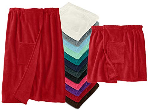 Laken24 Peignoir de sauna descendant jusqu'aux genoux avec fermeture Velcro Aspect classique élégant 2 tailles pour homme et femme Plusieurs couleurs, bordeaux, Herren L/XL