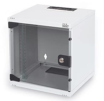 DIGITUS Netzwerk-Schrank 10-Zoll - 6HE - Wandmontage - HxBxT 330x312x300mm - Traglast 30kg - Nutztiefe 240mm - Grau