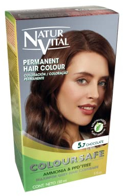 NaturVital Coloursafe Tinte Permanente Tono 5.7 Chocolate | Máxima Cobertura de Canas | Sin Amoníaco - 150 ml