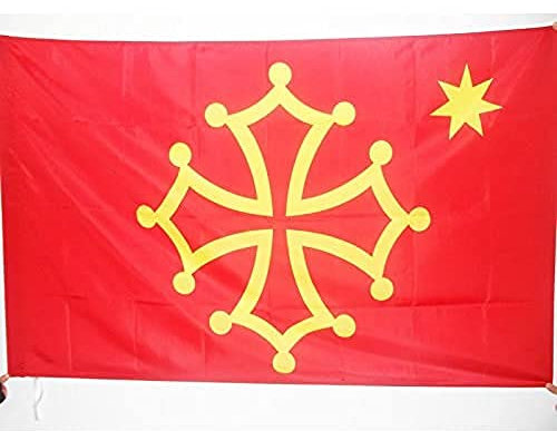 AZ FLAG - Drapeau Occitanie avec étoile - 150x90 cm - Drapeau Occitan - France 100% Polyester Avec Fourreau et cordelette - Pavillon 110 g