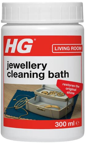 HG Jewellery Cleaning Bath, Jewellery Cleaner for Gold, Silver & Fine Jewellery, Cleaning Kit & Dip for Rings, Necklaces, Earrings & Brooches, Restores Shine & Sparkle - 300ml