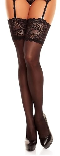 GLAMORY Dream 20 bas jarretelles dentelle large Noir XL