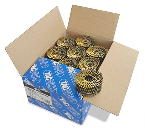 Tacwise 0425 Clous en Rouleau à Tête Plate de Type 2,5 / 60 mm, Pointe en Diamant, Tige Annelée, Acier Sans Protection, Inclinés à 16°, Reliés en Fil, Lot de 9000