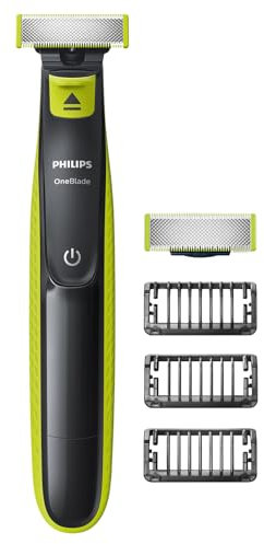 Philips OneBlade Hybrid Stubble Trimmer & Shaver with 3 x Lengths & 1 Extra Blade Amazon Exclusive (UK 2-Pin Bathroom Plug) - QP2520/30, Lime Green/ Charcoal Grey