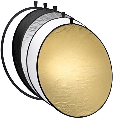 Mantona Hopfällbar reflektor (diffusor) 5 i 1 (110 cm diameter) guld, silver, svart, vit