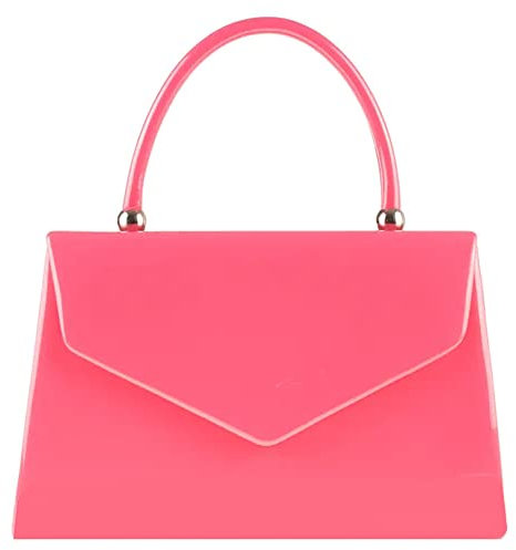 fi9® BNWT - Bolso de mano retro de charol para novia, boda, noche, fiesta, bolso de mano, medium (Rosa Fucsia)