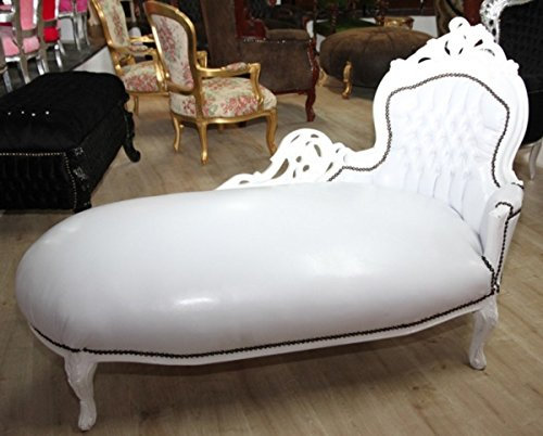 Casa Padrino Baroque Chaiselongue 'King' White/White leatherlook