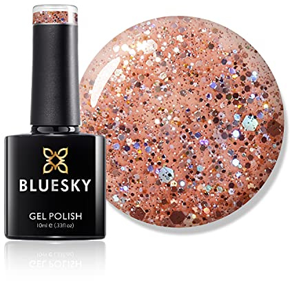 Bluesky Gel Nail Polish, Pinch Of Peach Blz43, Chunky Glitter, Light, Peach, Pink, Long Lasting, Chip Resistant, 10 ml (Requires Drying Under UV LED Lamp)