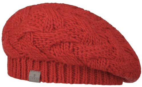 LIERYS Jesila Baskenmütze Damen Strickmütze mit Schurwolle Made in Germany Herbst Winter rot One Size