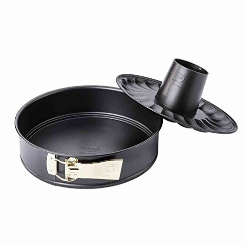 Dr. Oetker Springform mit Flach- und Rohrboden Ø 26 cm, Kuchenform mit Flachboden, runde Backform aus Stahl mit Antihaftbeschichtung (Farbe: schwarz), Menge: 1 Stück