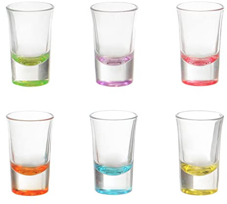 Kasanova Pasabahce Likörglas-Set, 6-teiliges mehrfarbiges Glas, Vielfarbig