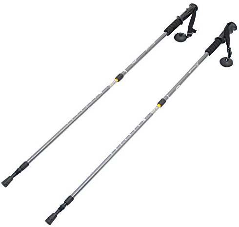 ProsourceFit Bastone da trekking anti-shock con bussola, colore: nero