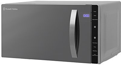 Russell Hobbs RHFM2363S 23 L 800 W Silver Digital Flatbed Solo Microwave with 5 Power Levels, 8 Auto Cook Menus, Easy Clean, Clock and Timer, Automatic Defrost