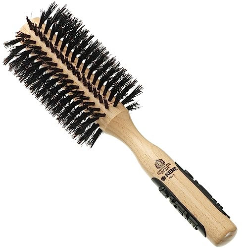 Kent 60mm Volumising Round Brush PF03 - Brush for Curling, Adding Volume & Shine to Medium to Long Hair, Handmade Beechwood Bristle & Nylon Mix