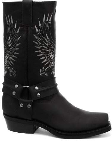 Botas de vaquero de cuero con punta, Noir, 44 EU