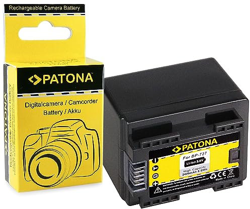 PATONA BP-727 Batteria 2400mAh / 3.6V / 8.6Wh compatibile con Canon LEGRIA HF M52 M56 R36 R46 R66 R76 R506 R706 VIXIA HF M50 M500 R40 R50 R300 R500 Batteria di ricambio per modelli BP727 BP 727