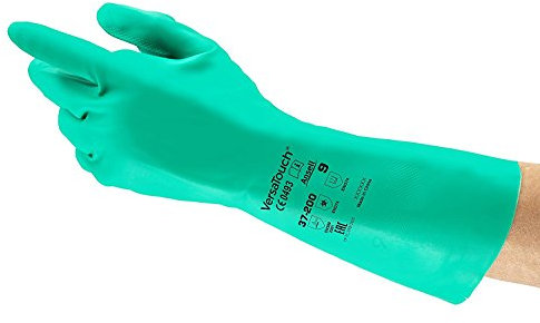 Ansell AlphaTec 37-200 Gants Protection Chimique en Nitrile, Gant Impérméable Très Résistant Liquides et Solvants, EPI Homme Femme, Réutilisable, Vert, Taille 3XL (12 Paires)