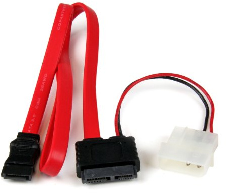 StarTech 20in Slimline SATA to SATA with LP4 Power Cable (SLSATAF20)