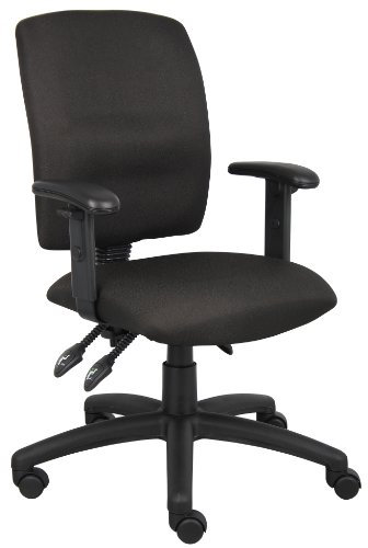 Boss Office Products Multi-Function Fabric Task Chair with Adjustable Arms in Black (B3036-BK)
