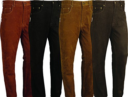 Lederjeans Herren Damen- Lederhose lang Herren Nubuk Leder Fuente Motorrad Biker Jagd REIT Trachten Lederhose in 5 Farben