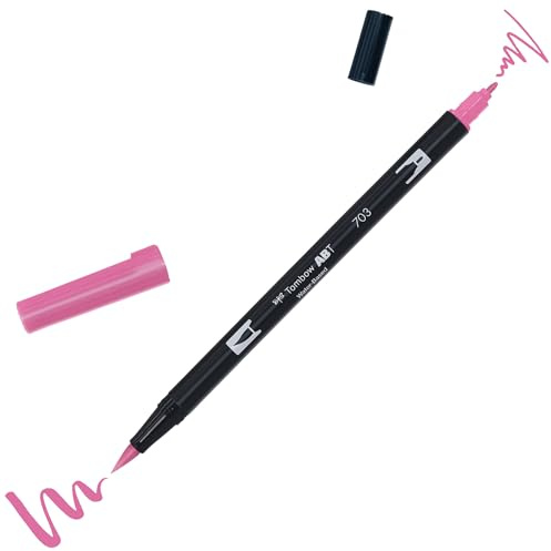 Tombow AB-T703 fiberpenna ABT dubbel pensel penna med två spetsar, rosa rosa