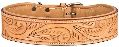 MICHUR Felipe Hundehalsband Leder, Lederhalsband Hund, Halsband, Leder, Caramel, Beige, 55