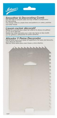 Ateco Decorating Comb & Icing Smoother, 4 Sided Baking Supplies, 6 x 3.75, Silver