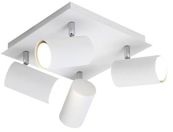 Trio Leuchten Rondell in Metall weiß, Rondel 4-flammig, exklusiv 4xGU10, 24 x 24 cm 802430401