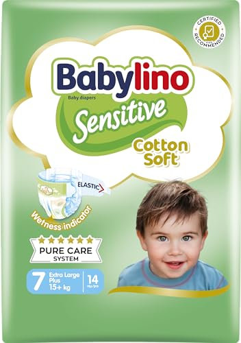 Babylino Sensitive Baby Windeln Größe 7, Extra Large Plus (+15Kg), 14 Stück