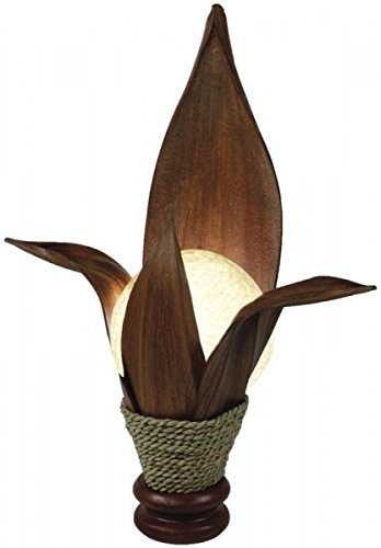 Deko-Leuchte LOTUS, 4 Blätter, Tisch-Lampe aus Natur-Materialien, Stimmungsleuchte ca. 40 cm