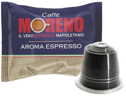 CAFFE’ MORENO - 200 Capsule Compatibili per Nespresso, Gusto Forte e Corposo, Aroma ESPRESSO BAR, Cialde Compatibili per Macchine ad Uso Domestico Nespresso* da 6,5g